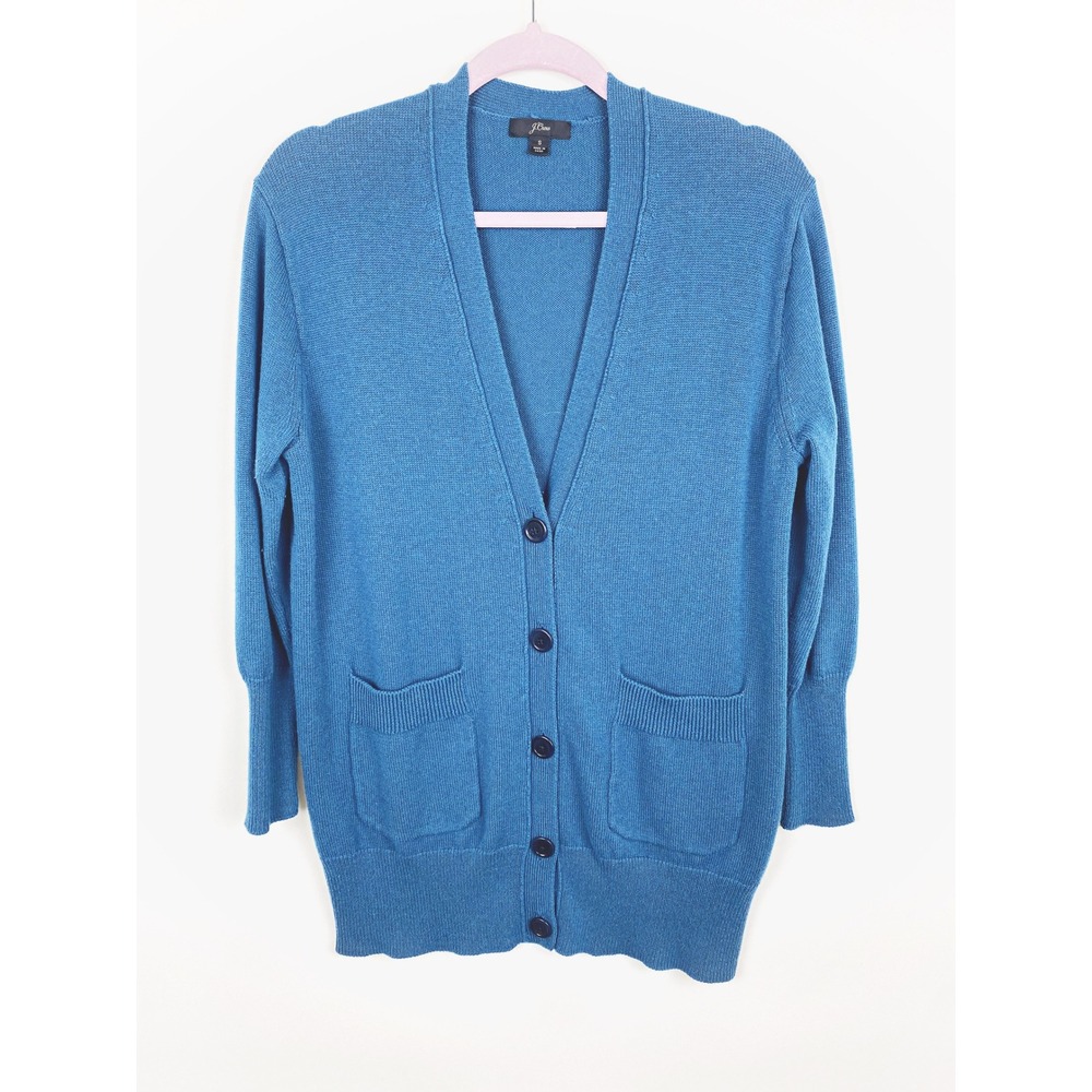 J. Crew Merino Wool Blend Button Front V-Neck Cardigan Sweater Small